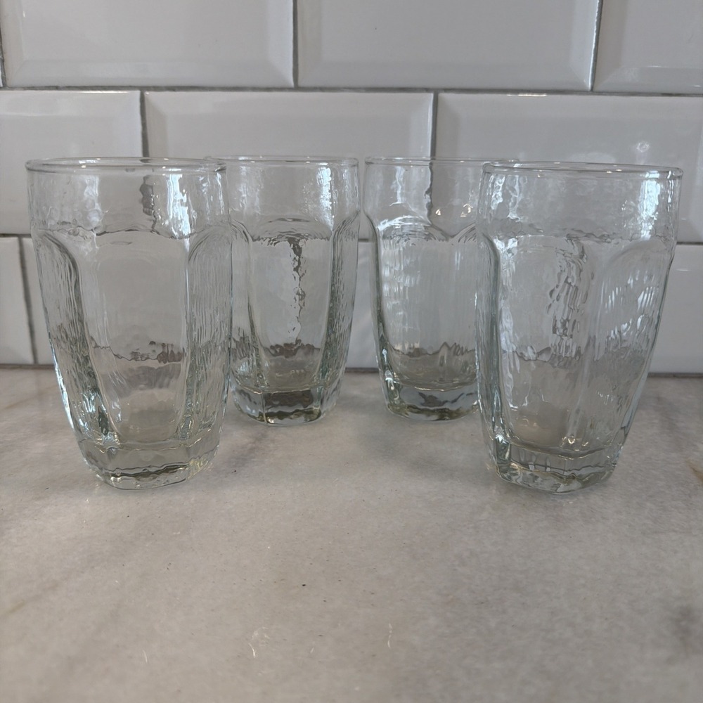 Libbey Chivalry Clear Set‎ Of 4 Flat Ice Tea Tumblers Barware 12 oz 5in ES006